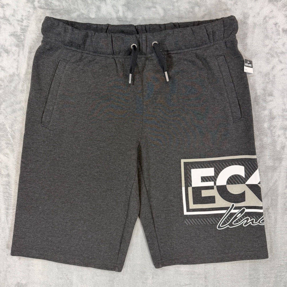 Ecko Unltd Fleece Sweat Shorts Men's Size M Black Gray Graphic Streetwear NEW